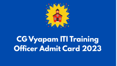 CG Vyapam ITI Training Officer Admit Card 2023